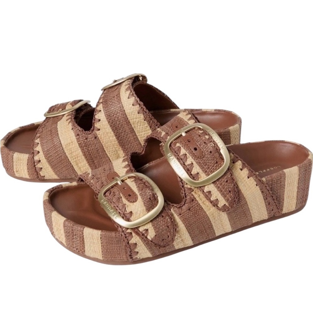 NEW Loeffler Randall Theo Sandals. Brown & Tan Stripe. 7.5. New in box